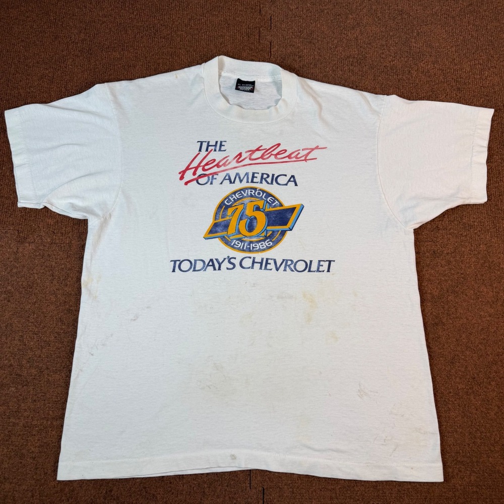 Vintage Screen Stars Chevrolet 75th Anniversary T-Shirt Heartbeat America XL 86